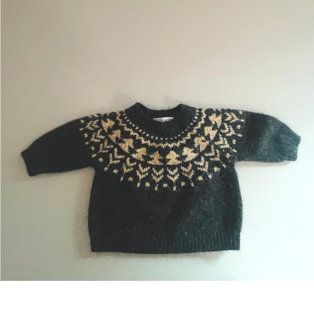 Zara Baby Fair Isle Nordic Knit Sweater 3-6 Months Winter Cozy Pullover Scandi